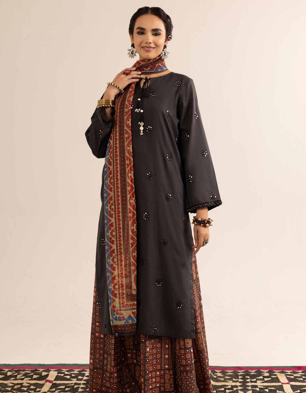 Nishat Ajrak Style Embroidered Suit
