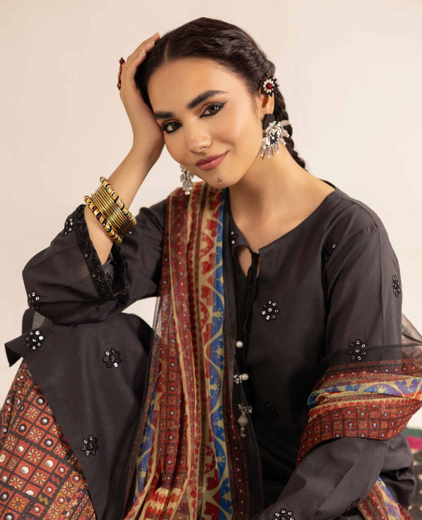 Nishat Ajrak Style Embroidered Suit